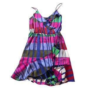 EXPRESS NWT Colorful Ruffle Small Tank Summer Mini Dress Elastic Waist‎